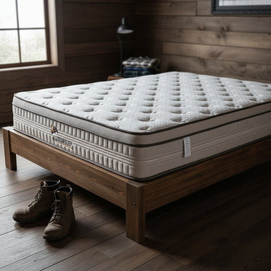 Night Star H8 12” Gel Memory Foam Mattress – side view

Euro top cooling mattress surface texture

Night Star mattress layers – foam and coil structure

King size mattress on bed frame – firm profile

Breathable fabric cover for temperature regulation