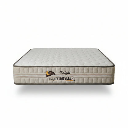 Night Star H8 12” Gel Memory Foam Mattress – side view

Euro top cooling mattress surface texture

Night Star mattress layers – foam and coil structure

King size mattress on bed frame – firm profile

Breathable fabric cover for temperature regulation