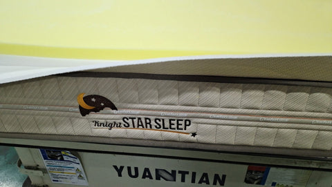 Night Star H8 12” Gel Memory Foam Mattress – side view

Euro top cooling mattress surface texture

Night Star mattress layers – foam and coil structure

King size mattress on bed frame – firm profile

Breathable fabric cover for temperature regulation