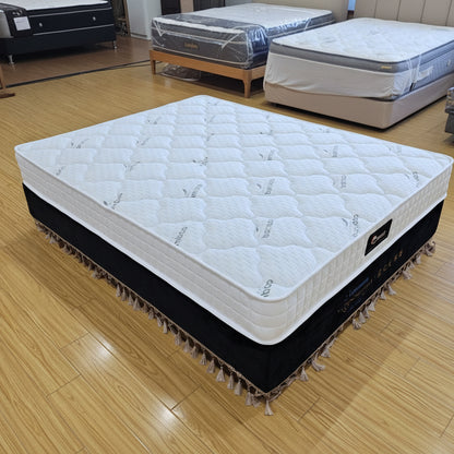 Night Star Pocket Coil Mattress - front angle view

Breathable edge mattress with medium firm feel

Close-up of quilted linen fabric mattress top

Innerspring mattress side profile on wood floor

Rolled mattress for delivery and setup
