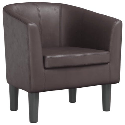 New Office Modern Style Tub Chair – Faux Leather Accent Chair in Black or Brown - with Brown 122449B | Sold by Uncle Wiener's Wholesale