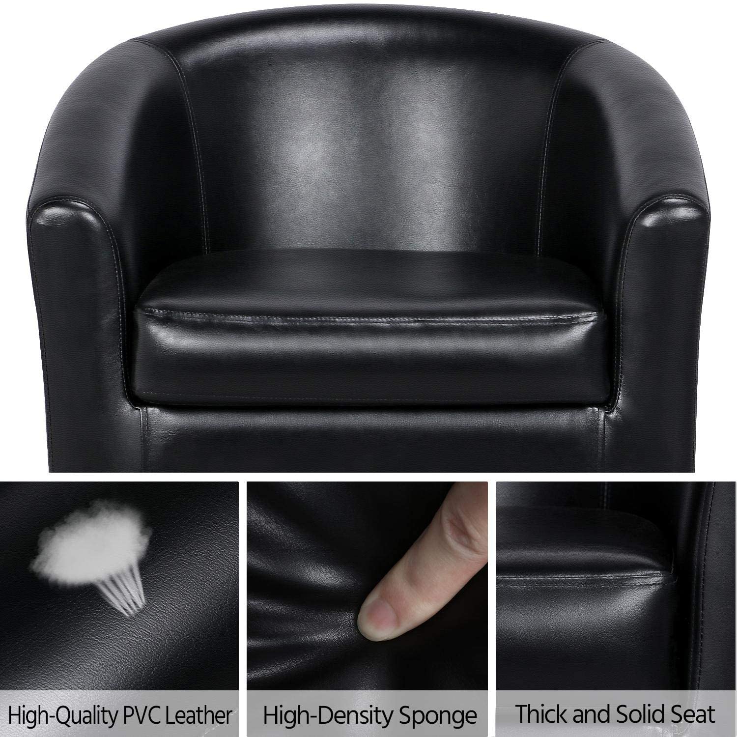 New Office Modern Style Tub Chair – Faux Leather Accent Chair in Black or Brown - with 🖤 Black | Sold by Uncle Wiener's Wholesale