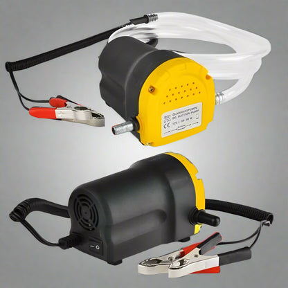 12V Oil & Diesel Extractor Pump – Compact Yellow/Black Design
Portable Fuel Pump Kit – Includes Hoses and Clips for Easy Setup
DC Transfer Pump for Cars and Small Engines – Front View Assembly