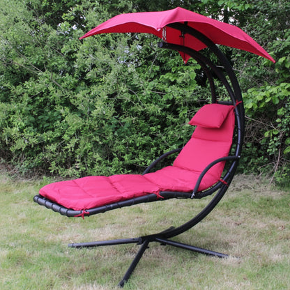 New Outdoor Hanging Helicopter Lounge Chair with Sun Canopy – Multiple Colors Available - with RED | Sold by Uncle Wiener's Wholesale