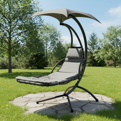 Outdoor Hanging Helicopter Lounge Chair with Sun Canopy | Multiple Colors Available