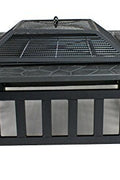 New Outdoor Wood Burning Fire Pit – Faux Stone Square Design with Poker | SKU: DY2001 - with | Sold by Uncle Wiener's Wholesale