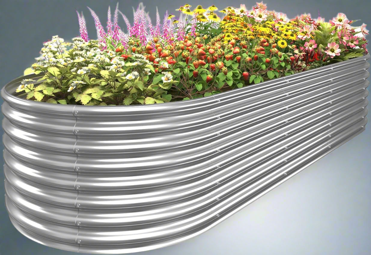 Oval Metal Raised Garden Bed for Outdoor Vegetables and Flowers

Heavy-Duty Galvanized Steel Garden Planter Bed

Stylish Oval Garden Planter for Backyard and Patio Gardening

