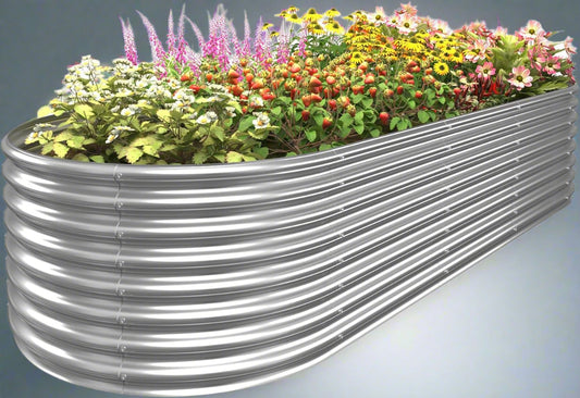 Oval Metal Raised Garden Bed for Outdoor Vegetables and Flowers

Heavy-Duty Galvanized Steel Garden Planter Bed

Stylish Oval Garden Planter for Backyard and Patio Gardening

