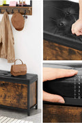 Padded shoe storage bench with 2 rows and cushion seat”

Side angle: “Black steel-framed shoe bench with rustic brown panels”

Open drawer view: “Entryway bench with pull-out drawer for storage”

Lifestyle shot: “Shoe bench placed in hallway entry with accessories”

Front view: “Upholstered shoe rack bench for hallway organization”