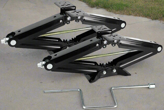 Pair of 24-Inch RV Scissor Jacks – Heavy-Duty 5,000 lb Capacity
Manual RV Stabilizer Jack Pair – Model CS24 in Black Steel
Camper and Trailer Stabilizing Jacks – Retracted and Extended View