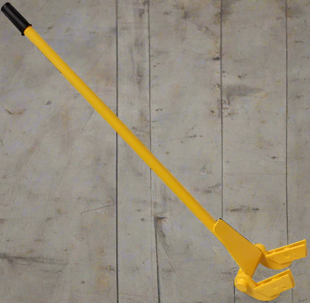 41-inch yellow pallet buster bar with pivot head and rubber grip
Heavy-duty pallet dismantling tool for reclaiming wood projects
Deck board and pallet removal tool with ergonomic handle