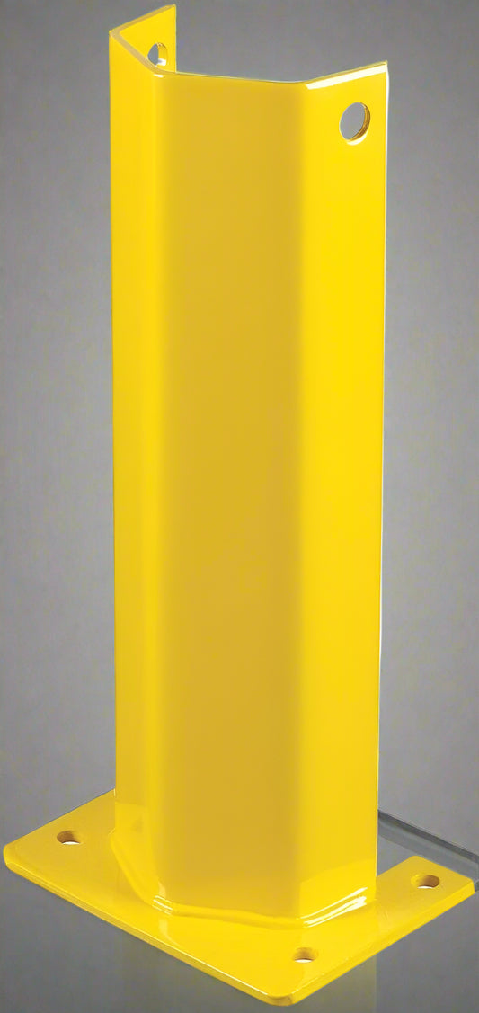 “Heavy-duty yellow metal pallet rack protector for warehouse safety”

“Steel rack guard with powder-coated finish, 18-inch height”

“Pallet rack corner shield for industrial storage protection”