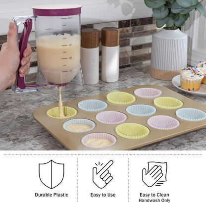 4 Cup Pancake & Waffle Batter Dispenser – Purple Handle

No-Drip Batter Dispenser for Muffins and Cupcakes

Easy-Pour Spring-Handle Pancake Batter Dispenser

Kitchen Baking Tool – Batter Dispenser with Measurement Markings

Pancake and Muffin Batter Dispenser 900ml Capacity