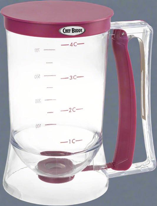 4 Cup Pancake & Waffle Batter Dispenser – Purple Handle

No-Drip Batter Dispenser for Muffins and Cupcakes

Easy-Pour Spring-Handle Pancake Batter Dispenser

Kitchen Baking Tool – Batter Dispenser with Measurement Markings

Pancake and Muffin Batter Dispenser 900ml Capacity