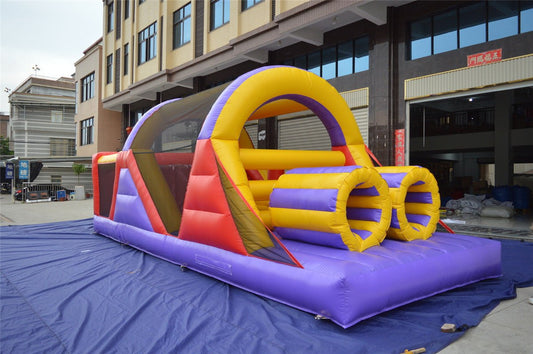 30 ft inflatable obstacle course for kids party or school event
Rental-grade inflatable bouncy obstacle course with blower
Multicolor commercial obstacle course for outdoor fun
Inflatable challenge course with crawl-throughs and slides