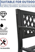 Black Patio Metal Garden Bench with Backrest – Front View

Decorative Steel Garden Bench – Close-Up of Backrest Scroll Design

Weather-Resistant Outdoor Bench – Side Angle

Outdoor Seating Metal Bench – On Lawn

Backyard Garden Bench with Armrests – Lifestyle Use
