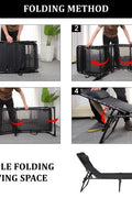Black Adjustable Folding Patio Chaise Lounge Chair – Side View

Reclining Outdoor Lounge Chair Folded for Storage

Cushioned Folding Chaise Chair – Adjustable Backrest Positions

Patio Recliner in Outdoor Use Setting – Backyard or Poolside

Person Relaxing on Black Folding Patio Chaise Chair