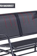 2-person outdoor patio rocking glider bench with mesh seat and steel frame – black garden swing chair
