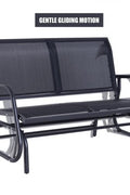 2-person outdoor patio rocking glider bench with mesh seat and steel frame – black garden swing chair
