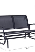 2-person outdoor patio rocking glider bench with mesh seat and steel frame – black garden swing chair
