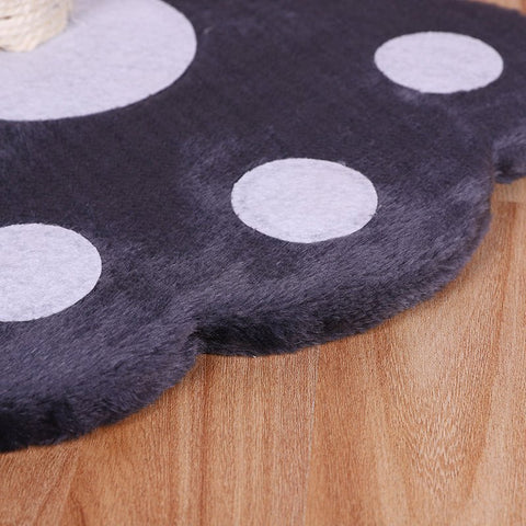 12" paw print cat scratching post with hanging play ball
compact cat tower for kittens with white post and black base
cat scratcher with interactive ball toy
cute cat scratching post with paw-shaped base
indoor kitten play stand for active pets