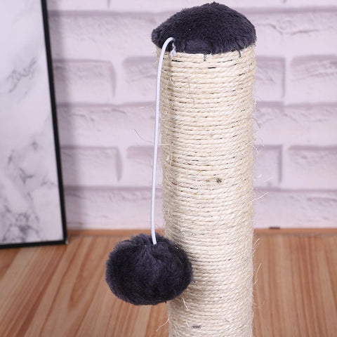 12" paw print cat scratching post with hanging play ball
compact cat tower for kittens with white post and black base
cat scratcher with interactive ball toy
cute cat scratching post with paw-shaped base
indoor kitten play stand for active pets