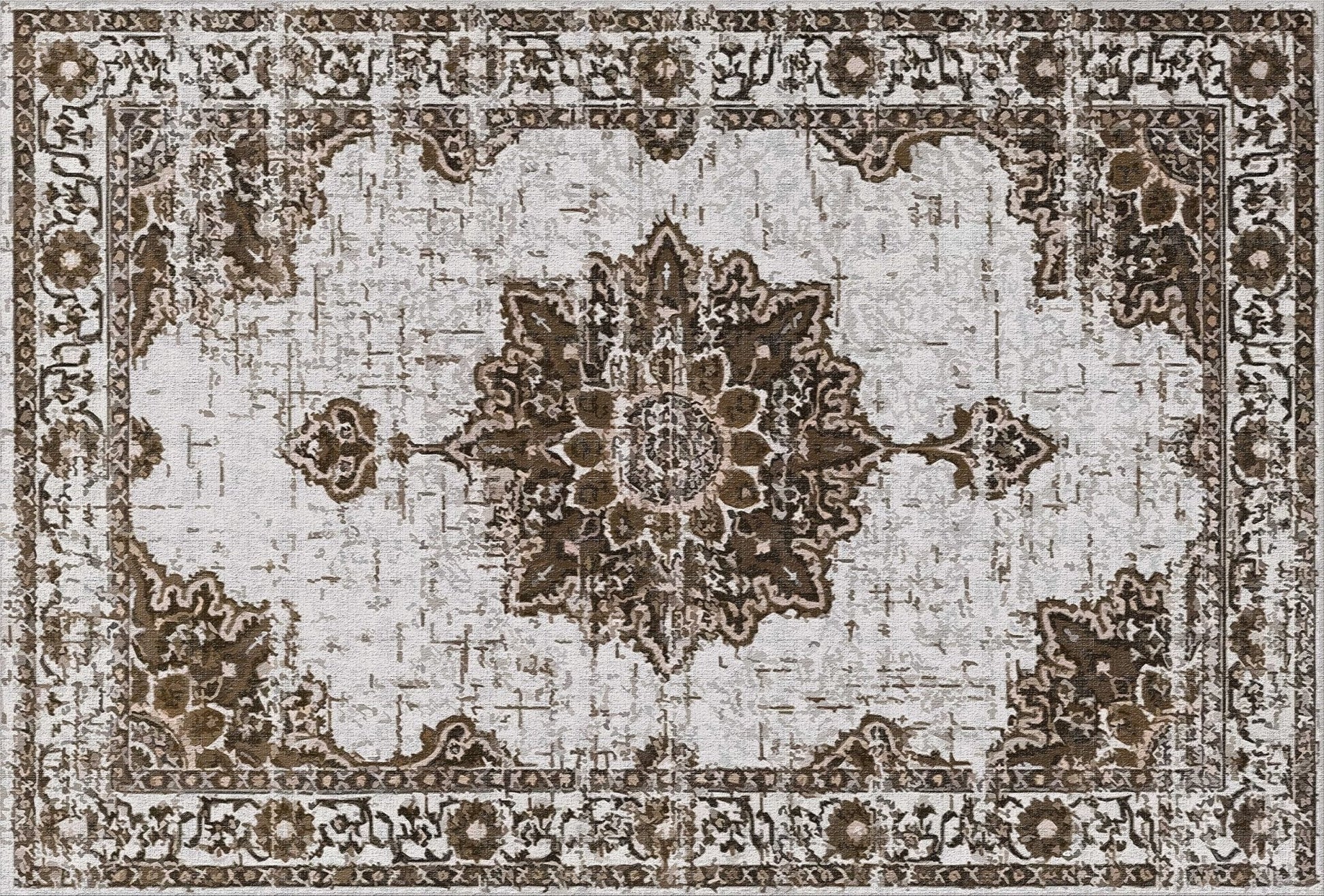 “Oriental area rug in beige vintage boho pattern”

“Traditional medallion rug with non-slip backing”

“Boho-style carpet for modern living room”

“5x7 Persian style area rug with washable fabric”

“Decorative entryway rug in oriental theme”