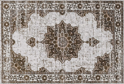 “Oriental area rug in beige vintage boho pattern”

“Traditional medallion rug with non-slip backing”

“Boho-style carpet for modern living room”

“5x7 Persian style area rug with washable fabric”

“Decorative entryway rug in oriental theme”