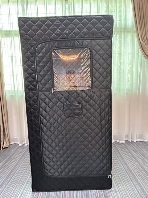 New Personal Steam Sauna Tent with 3L Steamer, Stainless Steel Frame, Remote Control, LED Light & Foldable Chair | Home Spa Solution SS90180 - with | Sold by Uncle Wiener's Wholesale