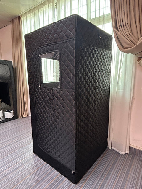 New Personal Steam Sauna Tent with 3L Steamer, Stainless Steel Frame, Remote Control, LED Light & Foldable Chair | Home Spa Solution SS90180 - with | Sold by Uncle Wiener's Wholesale