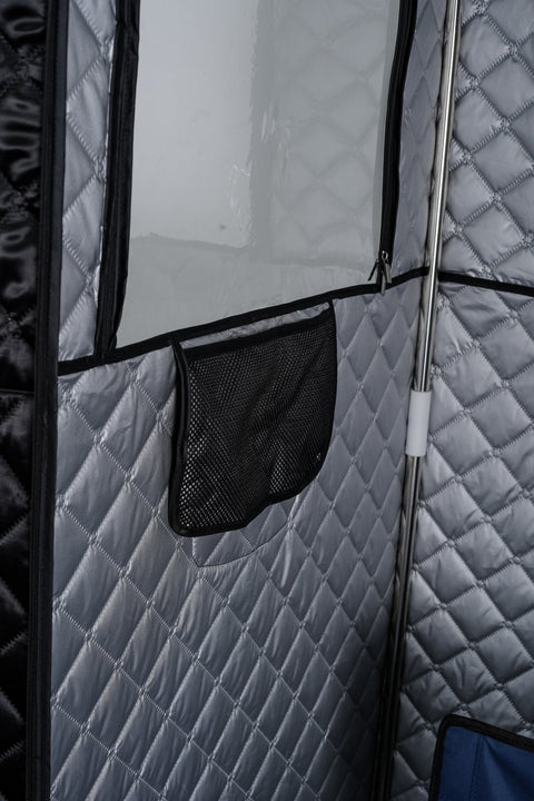 New Personal Steam Sauna Tent with 3L Steamer, Stainless Steel Frame, Remote Control, LED Light & Foldable Chair | Home Spa Solution SS90180 - with | Sold by Uncle Wiener's Wholesale
