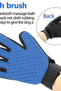 Blue pet grooming gloves front and back view
Hand wearing pet grooming glove brushing dog
Close-up of silicone tips on grooming glove
Glove collecting loose fur after brushing
Grooming glove set with packaging