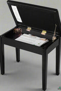 "Adjustable black faux leather piano bench with padded cushion and hidden storage – Model LPB55H"