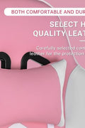 Pink ergonomic high-back gaming chair with armrests – front view

Reclining pink gaming chair with lumbar support pillow

Side profile of pink gaming chair on wheels

Faux leather office chair in pink – multiple angles

Pink gamer chair with adjustable headrest and lumbar cushion