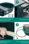 Plastic Automatic Livestock Water Bowl – Model 2156051 (Top View)

Eco-Friendly Green Plastic Animal Drinker with Hose Attachment

Automatic Animal Waterer for Goats, Cattle, and Dogs – Close-up

Wall-Mount Livestock Water Bowl with Inlet Fitting – Side View