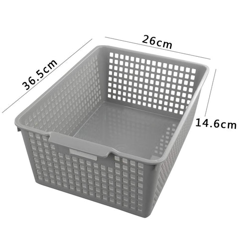 Gray Plastic Storage Basket – 36×26×14 cm Stackable Organizer for Home or Office Use