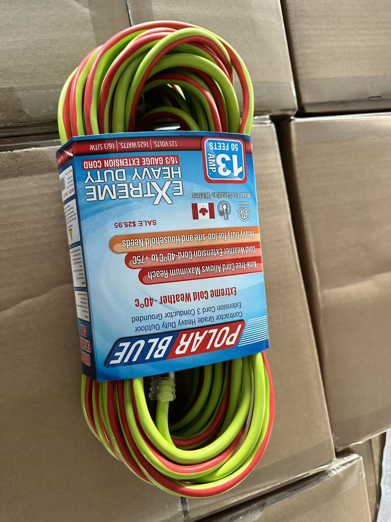 New Polar Blue Cold Weather Extension Cords – 12/3, 14/3 & 16/3 Gauge, Rated for - 40°C - with 25 FT EXTENSION CORD 12/3 (SINGLE PLUG) EXT12325 | Sold by Uncle Wiener's Wholesale