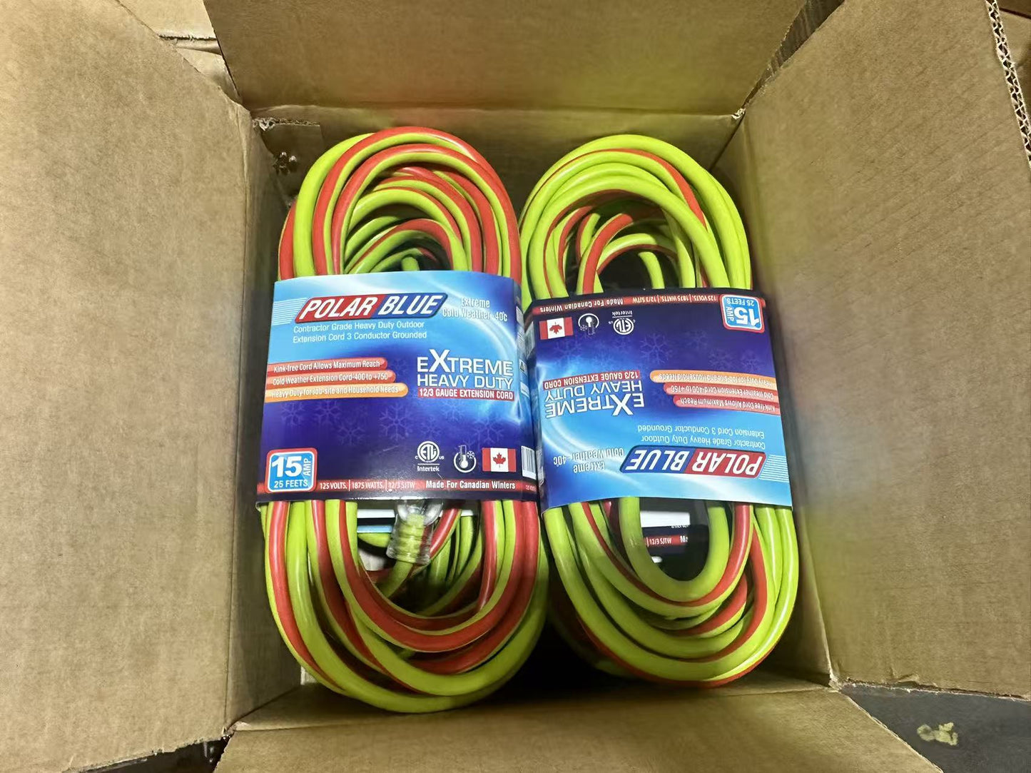 New Polar Blue Cold Weather Extension Cords – 12/3, 14/3 & 16/3 Gauge, Rated for - 40°C - with 10 FT EXTENSION CORD 12/3 (SINGLE PLUG) EXT12310 | Sold by Uncle Wiener's Wholesale