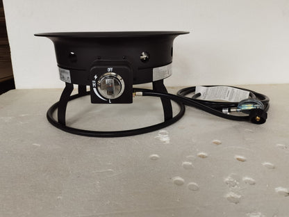 52,000 BTU propane fire pit with lava rocks burning

portable camping fire pit with BBQ grill top

outdoor propane fire pit kit with hose and stand

black fire pit for patio and tailgate cooking

propane gas fire pit with included lava rocks