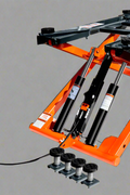 “Portable 6,000 lb automotive scissor lift with orange hydraulic frame”

“Hydraulic car hoist platform for lifting vehicles in garages”

“Mobile scissor lift for auto repair and maintenance tasks”