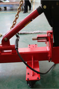 Portable 10-ton auto body frame puller red model F1000 side view

Complete auto frame straightening set with air pump hose and coupler

L-shaped frame puller tool setup for body shop repair

Pneumatic pump connected to vehicle frame puller in garage

Heavy-duty red portable frame puller with control handle F1000