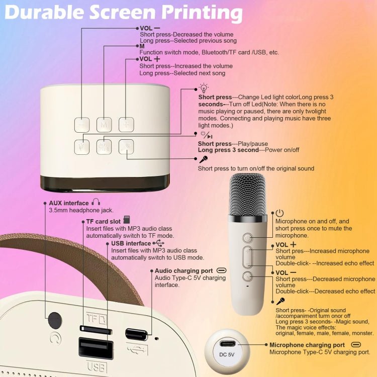 "Portable Bluetooth Karaoke Speaker with RGB Lights"

"Wireless Karaoke Speaker Set with Microphone"

"HiFi Audio Bluetooth Speaker for Party and Events"

"Rechargeable Karaoke Speaker with Dual Mic Support"

"RGB Light Show Bluetooth Karaoke System for Kids and Adults"