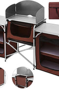 New Portable Camping Kitchen Table Set – Folding Outdoor Cooking Station with Storage & Windshield 1228820 - with | Sold by Uncle Wiener's Wholesale