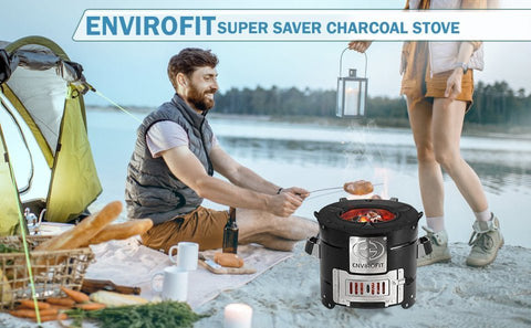 Portable charcoal stove for outdoor cooking

Compact camping stove for wood or charcoal

Lightweight stove in backyard grill setup

Charcoal-burning camp stove in use

Dual-fuel stove with steel body design