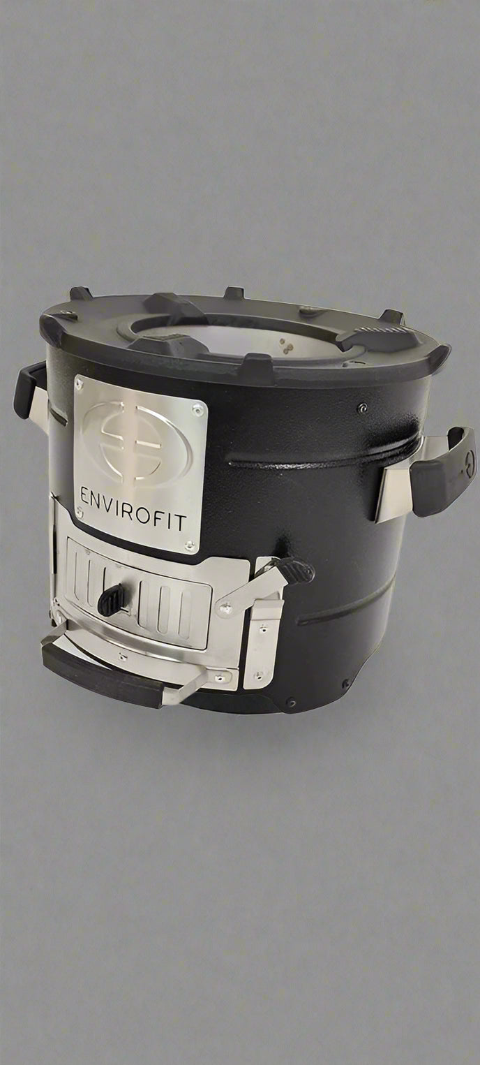 Portable charcoal stove for outdoor cooking

Compact camping stove for wood or charcoal

Lightweight stove in backyard grill setup

Charcoal-burning camp stove in use

Dual-fuel stove with steel body design