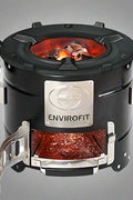 Portable charcoal stove for outdoor cooking

Compact camping stove for wood or charcoal

Lightweight stove in backyard grill setup

Charcoal-burning camp stove in use

Dual-fuel stove with steel body design