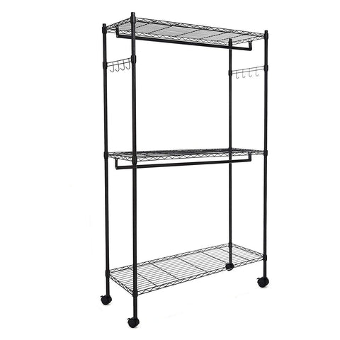 NEW Portable Closet Organizer Garment Rack with Hanging Shelf – Adjustable Clothes Hanger Storage 7251256 - with | Sold by Uncle Wiener's Wholesale