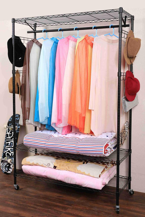 NEW Portable Closet Organizer Garment Rack with Hanging Shelf – Adjustable Clothes Hanger Storage 7251256 - with | Sold by Uncle Wiener's Wholesale