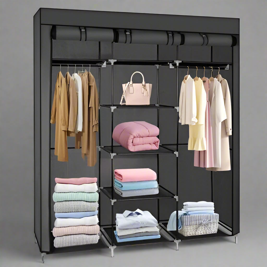 silver dress sandals Portable Fabric Wardrobe Closet – 9-Shelf Storage Organizer with Hanging  Rods