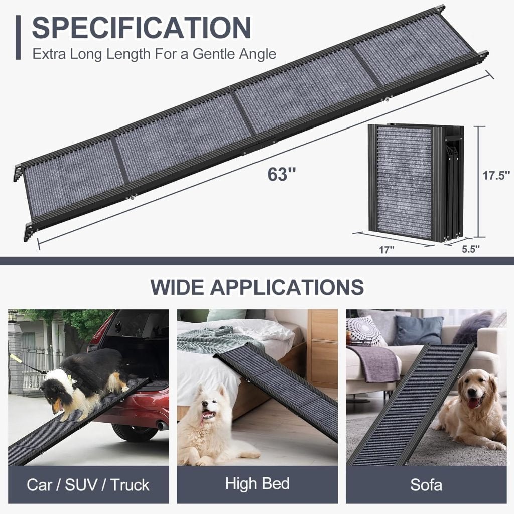 New Portable Dog Ramp Stairs 63 x 17 Inch – Durable Pet Ramp with 250 lbs Capacity 2408221 - with | Sold by Uncle Wiener's Wholesale